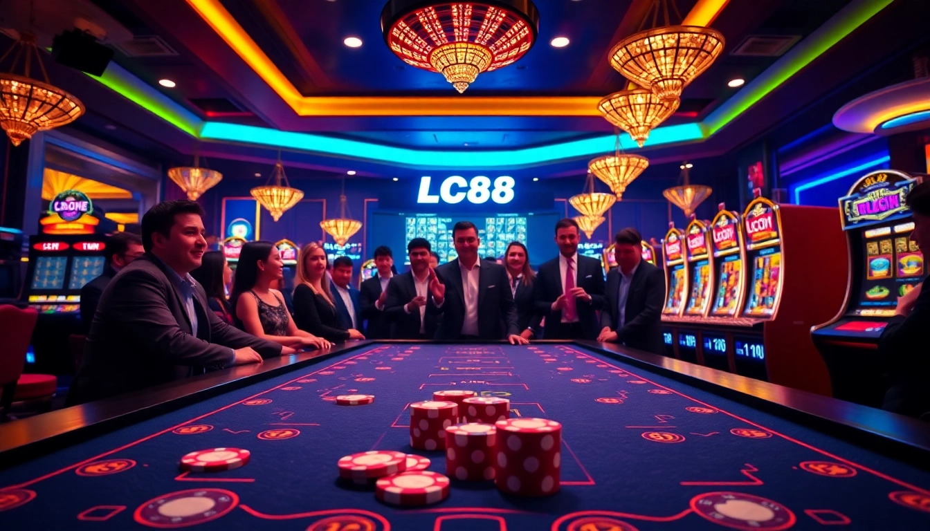 Experience the excitement of gambling at Lc88.com with vibrant casino visuals and engaging gameplay.