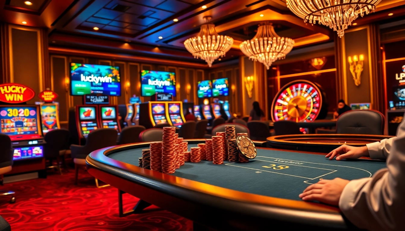 Experience the thrill of winning with luckywin com at a vibrant casino table.