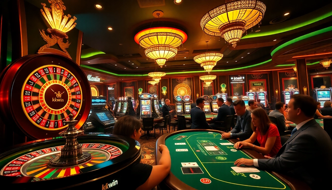 Experience thrilling gameplay at kkwin with luxurious casino tables and engaged players.