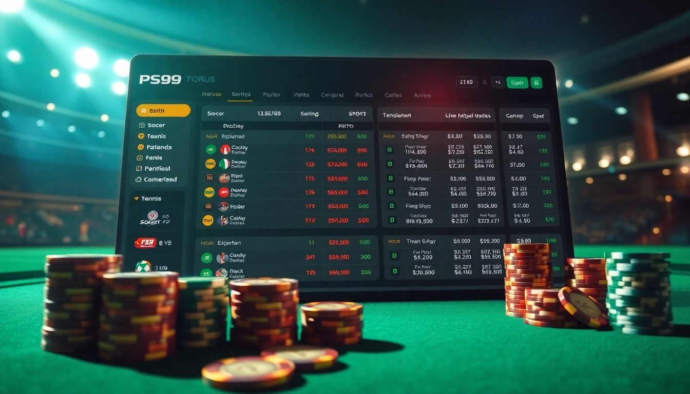 Engaging snapshot of PS99 thể thao's online sports betting dashboard showcasing live odds and betting excitement.