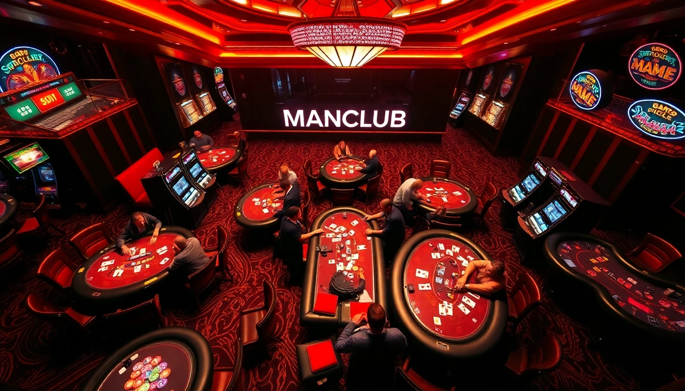 Experience the thrill of winning at MANCLUB with a vibrant casino scene featuring thrilling games and luxurious decor.