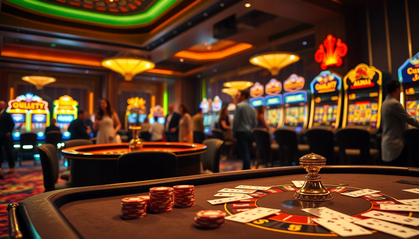 Engage in the luxurious world of gambling with okking at a vibrant casino table filled with cards and chips.