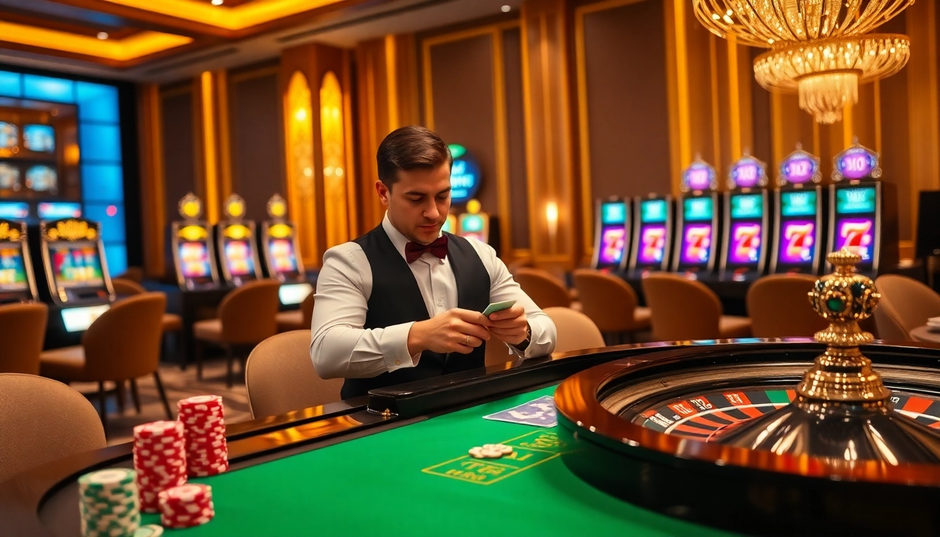 Professional gambler placing bets at a luxurious S8-themed casino table with vibrant visuals.
