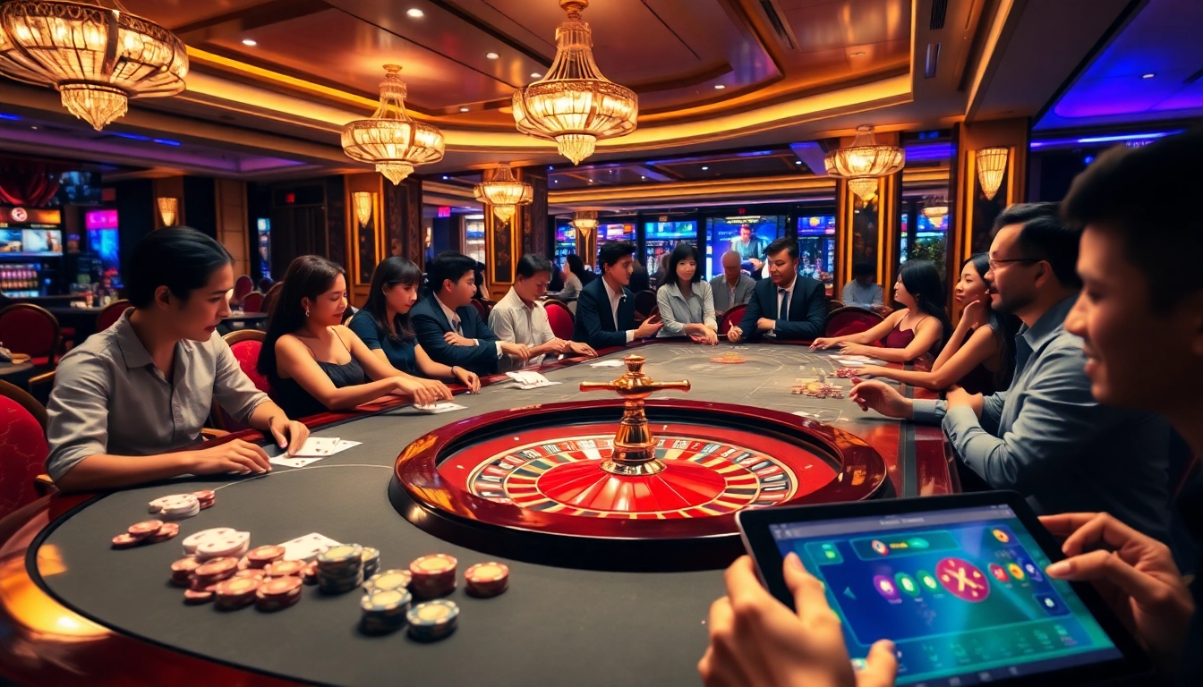 Players betting at the luxurious gaming table at ffgg88.com, showcasing excitement and high-stakes action.