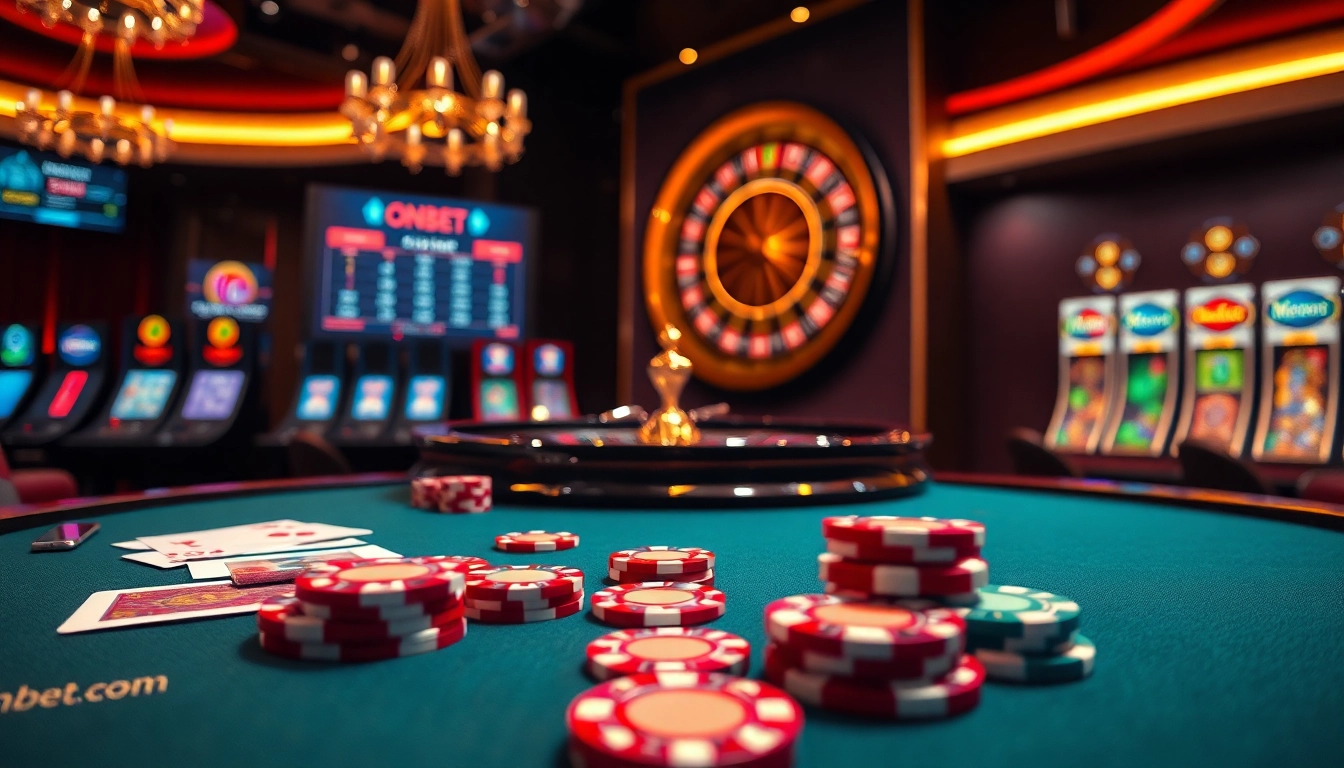 Experience the thrill of Onbet com with vibrant casino tables and engaging virtual interfaces.