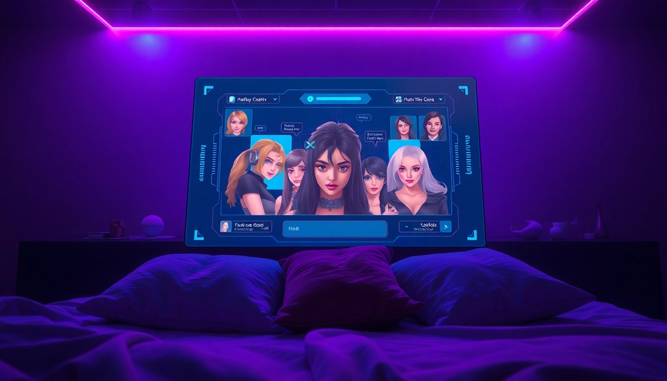 Spicy AI chatbot interface showcasing engaging character interactions in a seductive atmosphere.