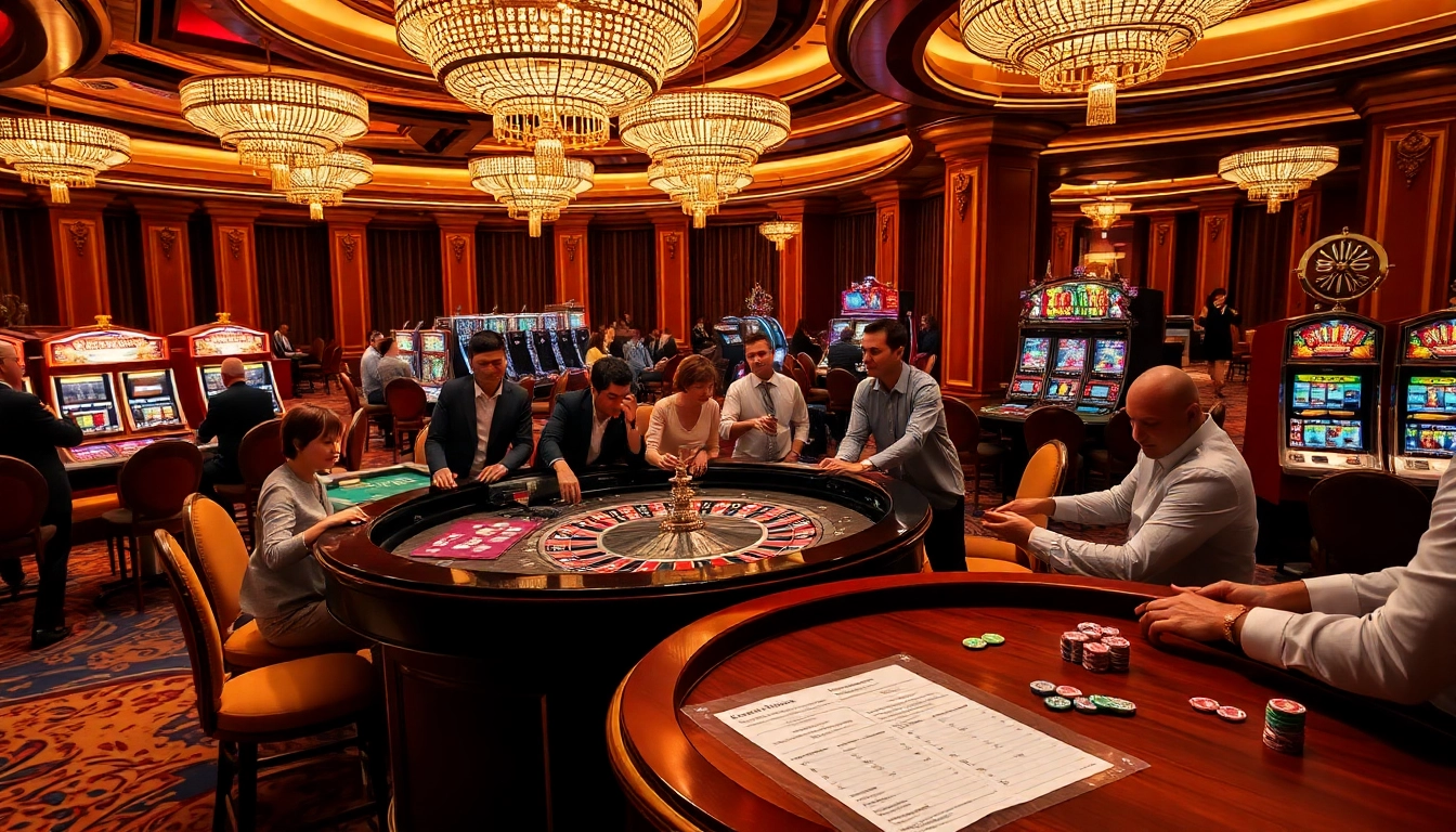 SODO casino scene with players at roulette table, vibrant casino atmosphere.