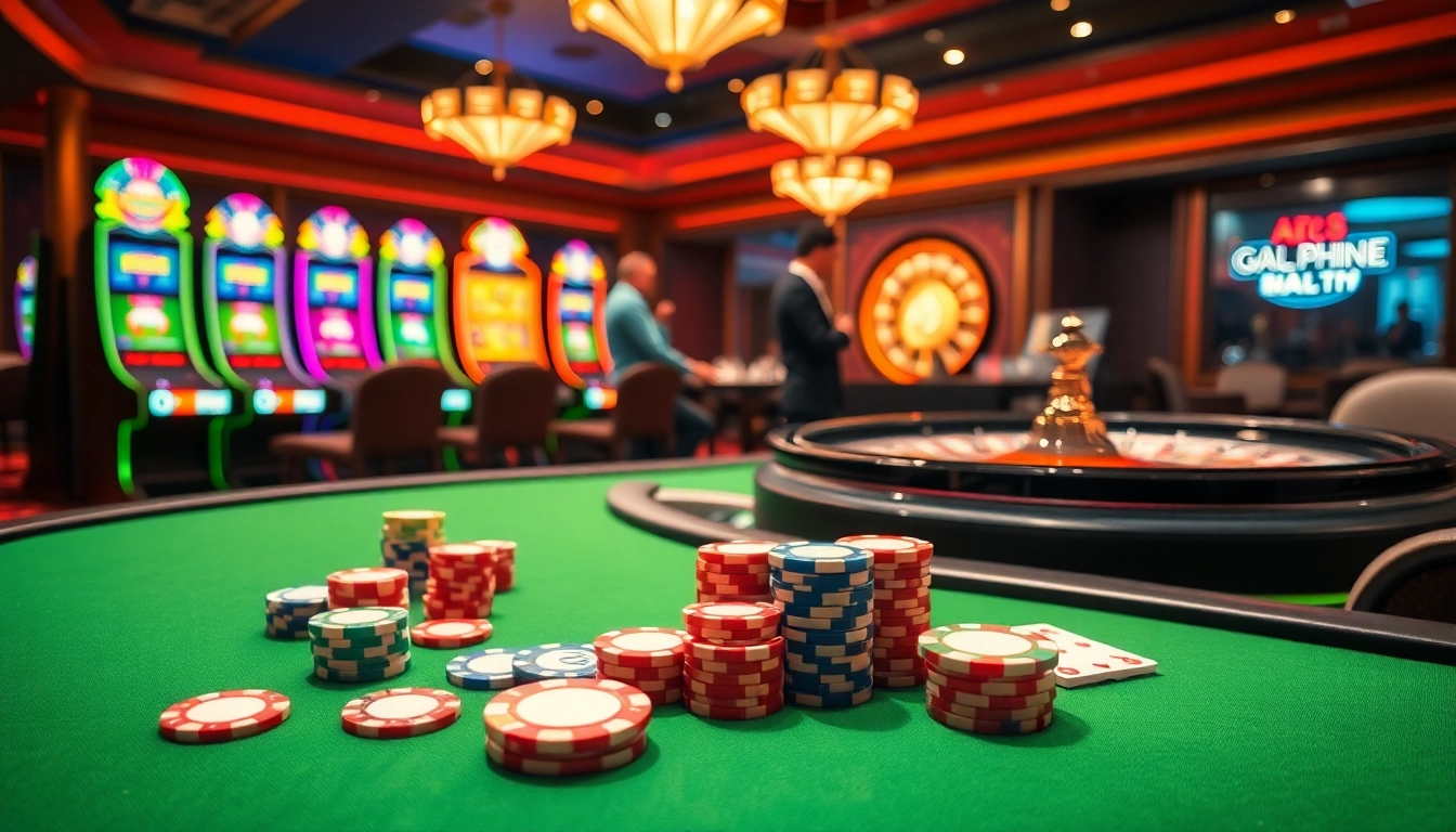 Experience the thrill of abc8 gaming at a luxurious poker table with vibrant chips and cards.