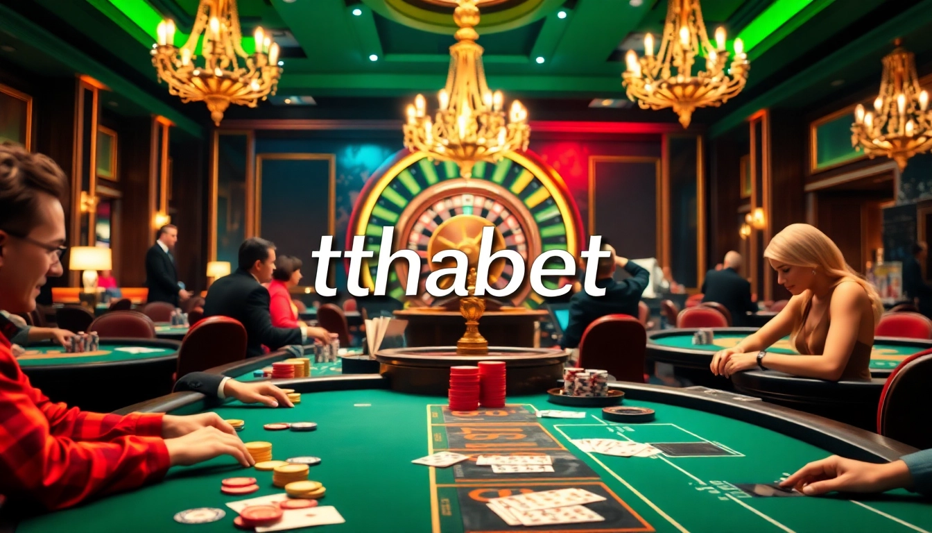 Thrilling casino action at Thabet with players enjoying poker and roulette.