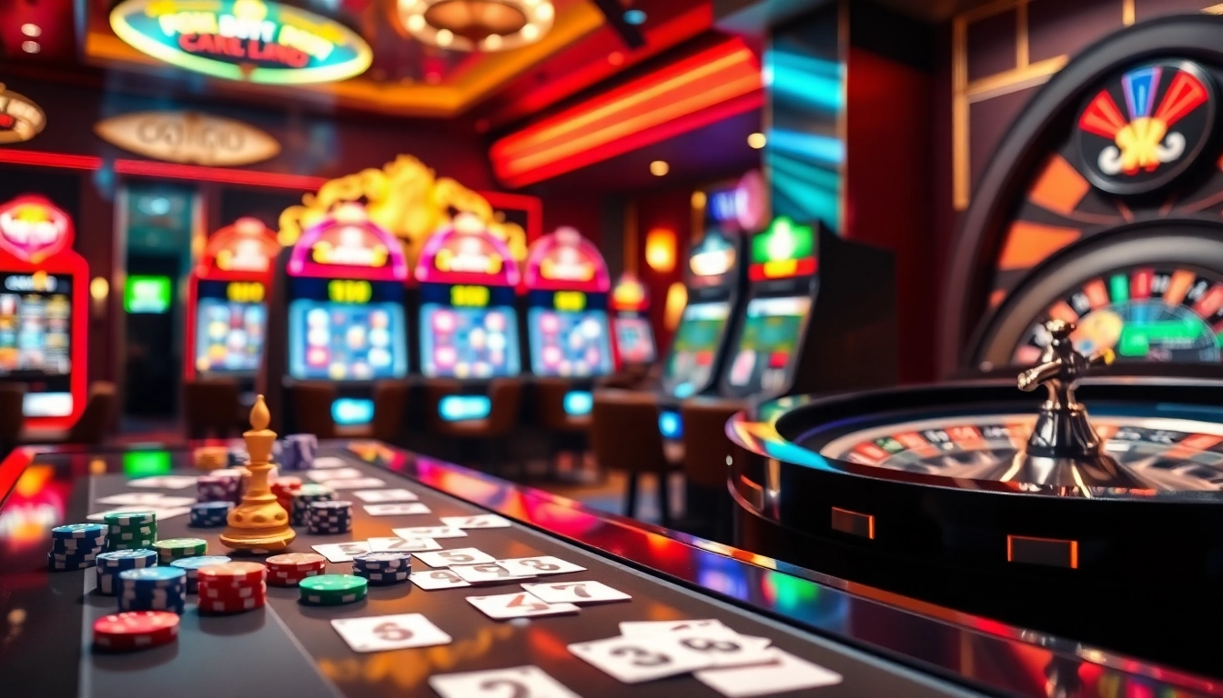 Experience high-energy gameplay at https://gg88.tech/ with colorful casino tables, vibrant slot machines, and lively poker action.