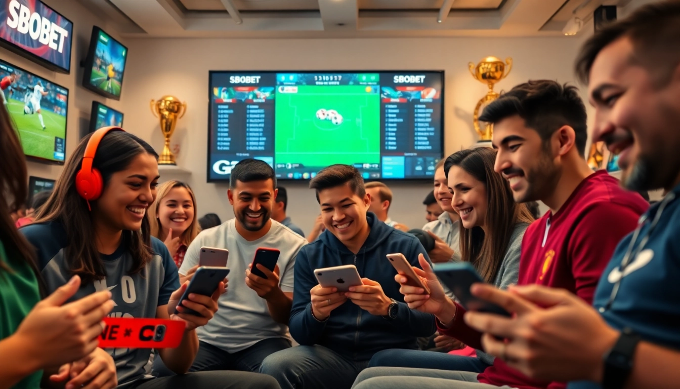 SBOBET.dance community enjoying dynamic online sports betting in a colorful setting.