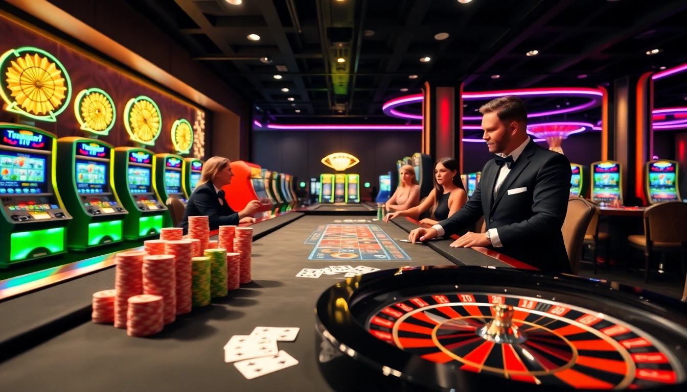 Experience high-stakes gambling with luxurious games at https://jun886.dev/, featuring cards, chips, and casino tables.