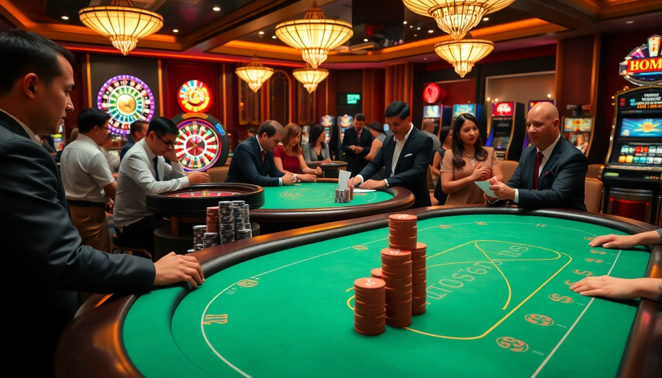 Experience the excitement of nhà cái PS99 at a luxurious casino table filled with vibrant games.