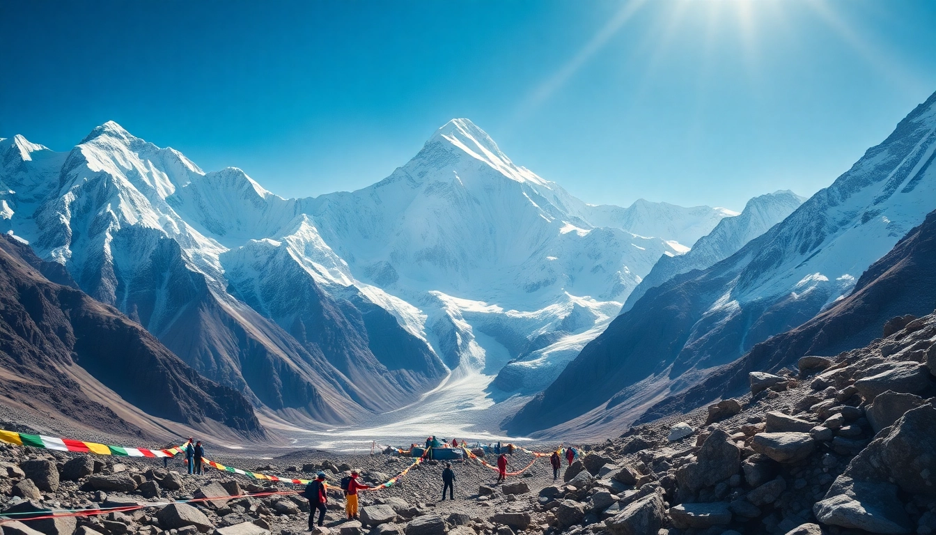 Everest Base Camp trek with stunning views of majestic mountains in Nepal.