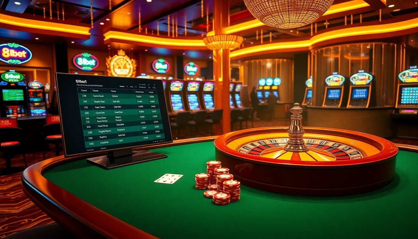 Experience thrilling online gambling at 8kbet with vibrant casino tables and exciting games.
