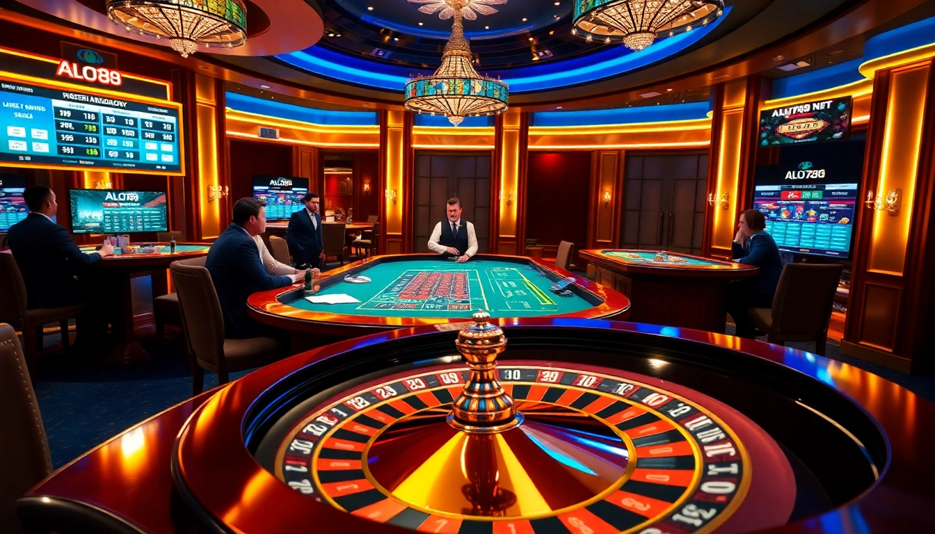 Experience the excitement of ALO789 Net with vibrant casino action featuring poker chips and a roulette wheel.