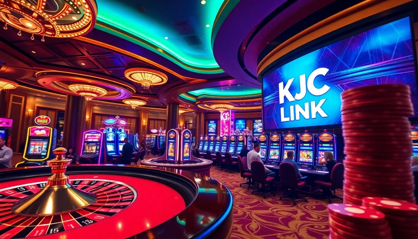 Players engaging with the KJC LINK at a luxurious casino table, highlighting excitement and strategy.